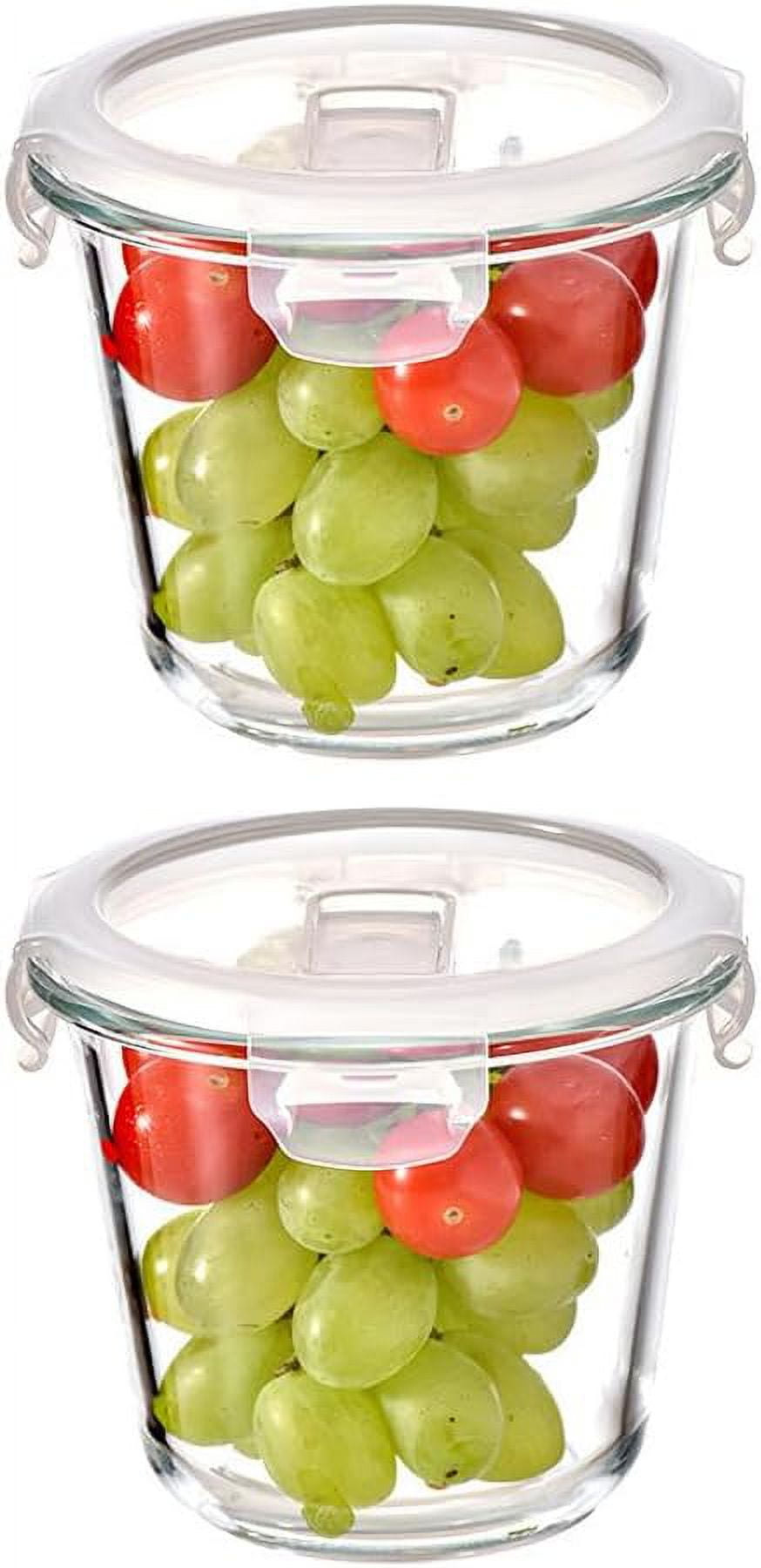 TT - 24 Oz Round Glass Food Storage Container, 3 Cup Round Glass Soup Container with Airtight Lids BPA free, Leak proof Borosilicate Storage bowls, Dishwasher Microwave Freezer Safe (2 Pack)