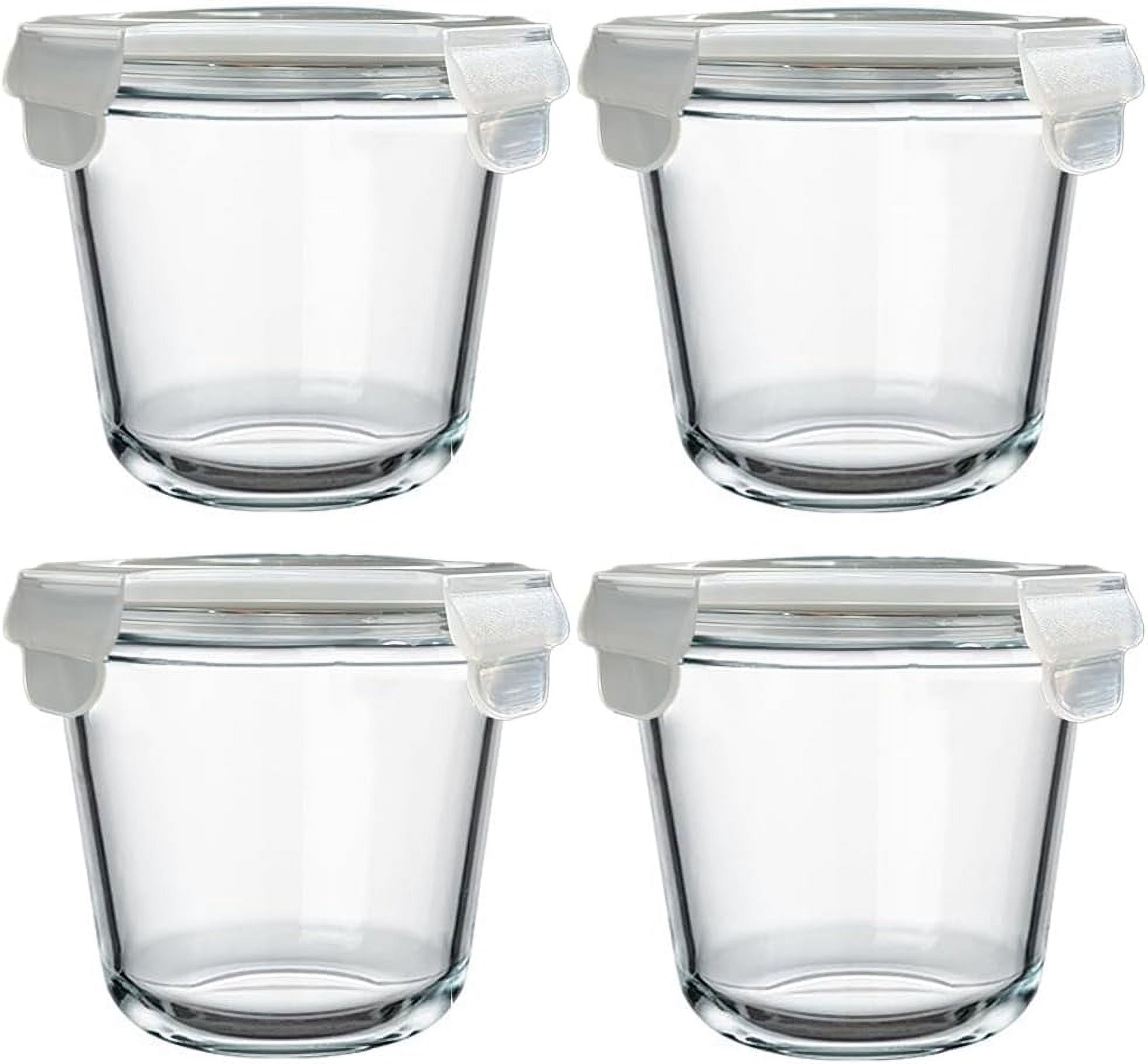 TT - 24 Oz Round Glass Food Storage Container, 3 Cup Round Glass Soup Container with Airtight Lids BPA free, Leakproof Borosilicate Storage bowls, Dishwasher Microwave Freezer Safe (4 Pack)