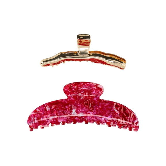 Time and Tru Women's Hair Claw Clips, 2-Pack