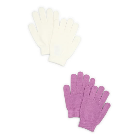 Time and Tru Women's Knit Gloves, 2-Pack, Purple Dawn