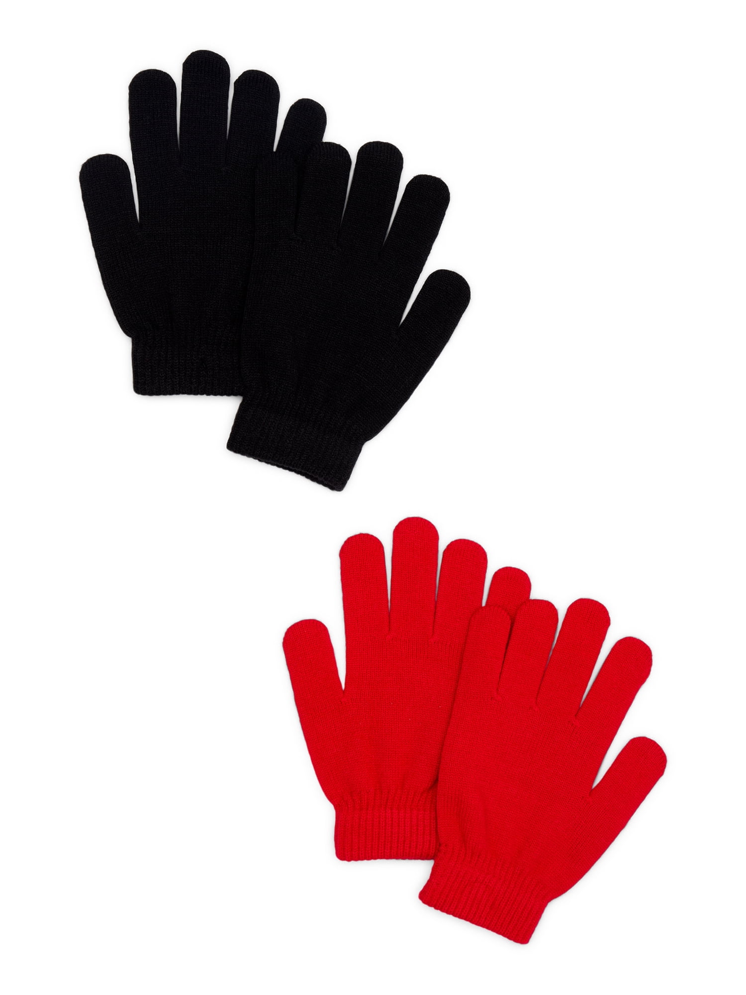 Time and Tru Women's Knit Gloves, 2-Pack, Brilliant Red