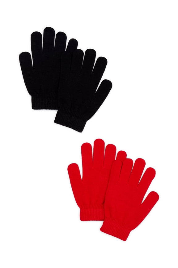 Women's Knit Gloves, 2-Pack, Brilliant Red