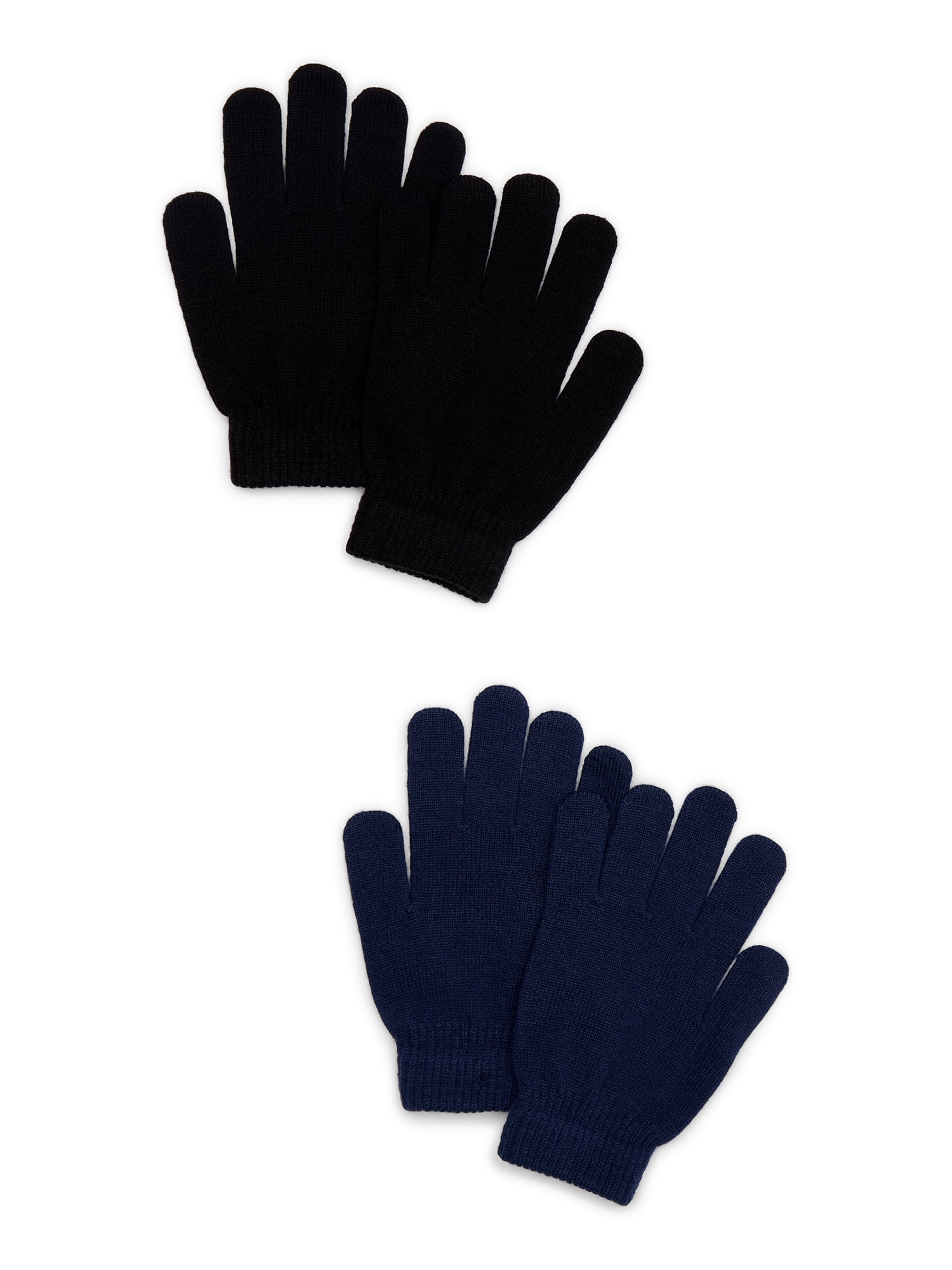 Time and Tru Women's Knit Gloves, 2-Pack, Dark Navy