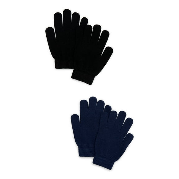 Time and Tru Women's Knit Gloves, 2-Pack, Dark Navy