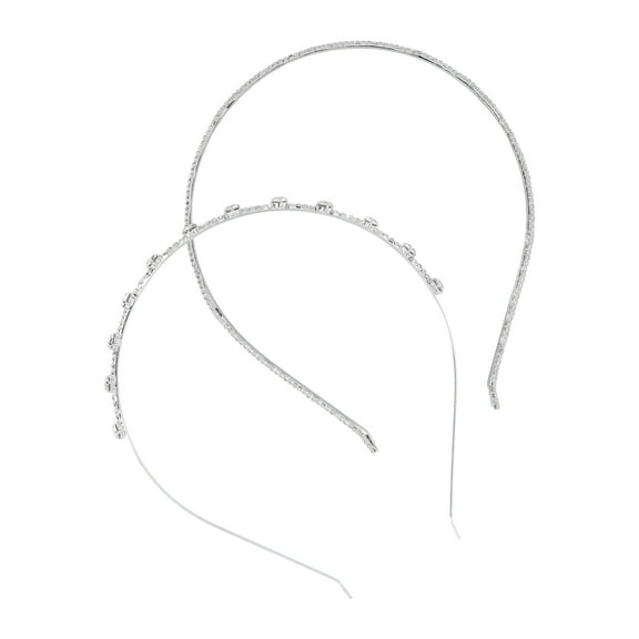 Time and Tru Women's Rhinestone Headband Set, 2-Pack, Silver-Tone