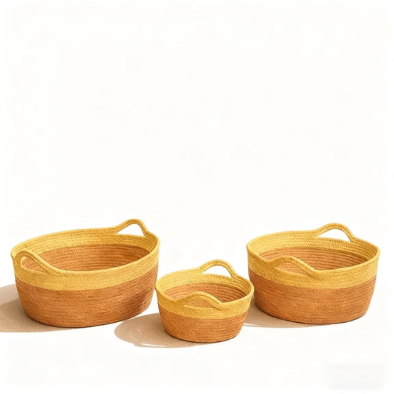 3 Packs Small Paper Rope Woven Storage Basket Cube Shelf Closet Storage Baskets Woven Rope Gift Basket - Brown