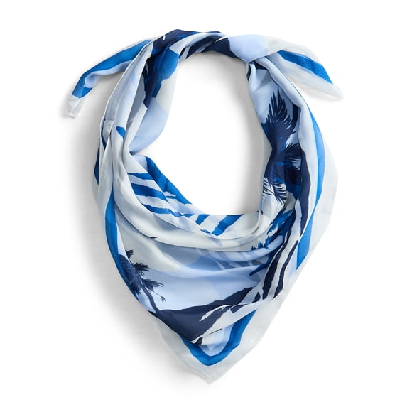 Time and Tru Women's 30X30 Print Scarf, One Size, Landscape Polished Blue, Polyester