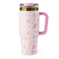 thumbnail interactive-video image 1 of Thyme & Table 32oz Stainless Steel Luna Tumbler with Handle and Dual Straw Lid, Roses, 1 of 8