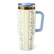 Thyme & Table Luna 32 oz Stainless Steel Tumbler with Handle and 2-in-1 Leak-Proof Lid, Tulip