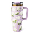 thumbnail interactive-video image 1 of Thyme & Table 32oz Stainless Steel Luna Tumbler with Handle and Dual Straw Lid, White Hydrangeas, 1 of 7