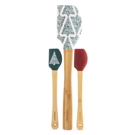 Thyme & Table Holiday 3-Piece Silicone Spatula Set - White with Tree