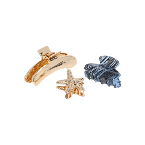 Time and Tru Women's Mini Gold Tone Metal Claw Clip Set, 4-Piece