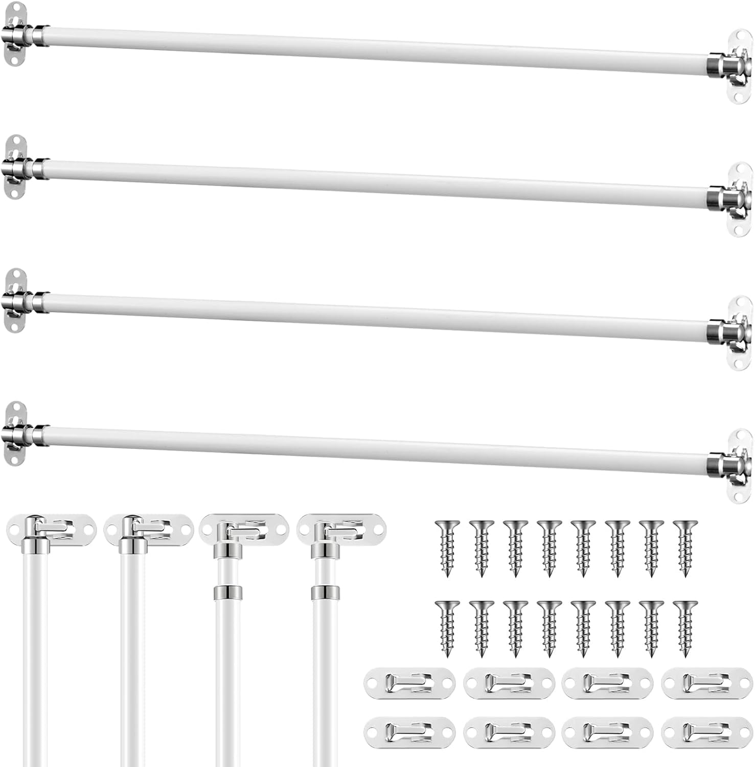 TT-4 Pcs Door Curtain Rod Set Swivel Sash Curtain Rods French Door Curtain Rods Set for Windows and Sidelights(21-38 Inch)