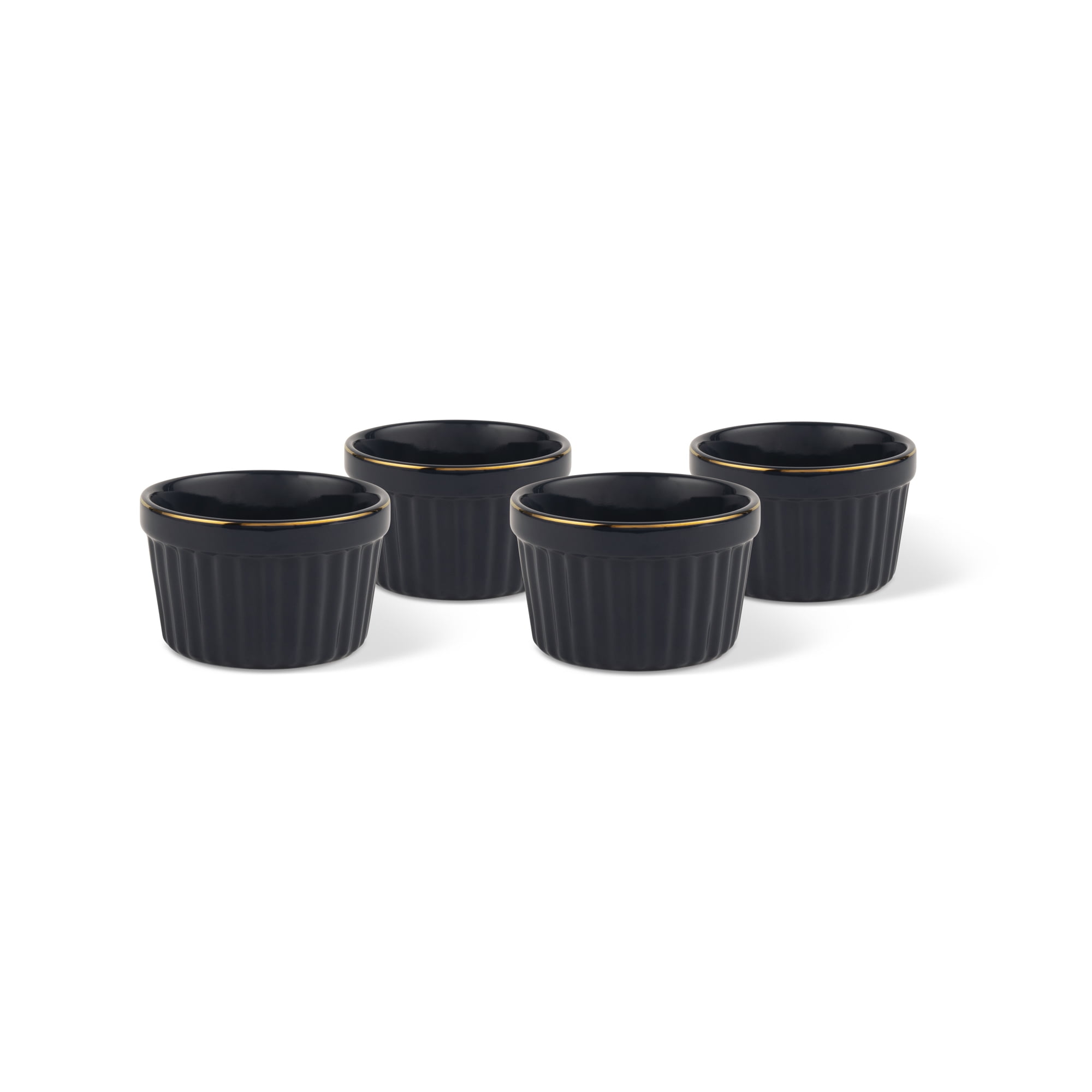 Thyme & Table 4-Piece Ramekin Set - Atlantic Blue Ribbed