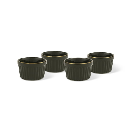 Thyme & Table 4-Piece Ramekin Set - Moss Green Ribbed