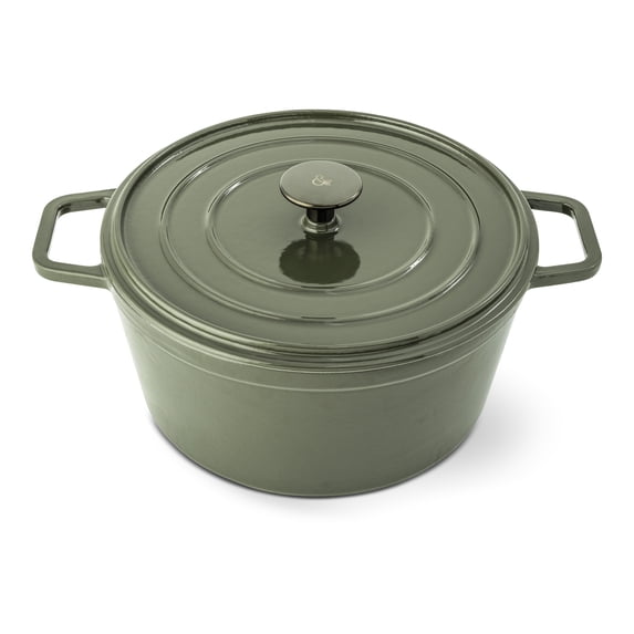 Thyme & Table 5.3 QT Enameled Cast Iron Dutch Oven - Moss