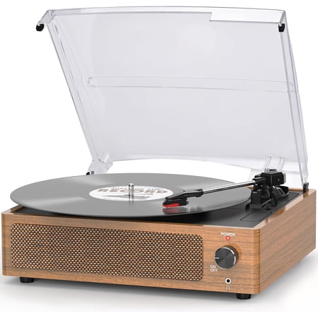 TT-531B Vinyl Record Player Built-in Stereo Speakers Bluetooth 3-Speed Belt-Drive Turntable 33/45/78 RPM 7/10/12 Inch RCA Output Gift for Music Lovers