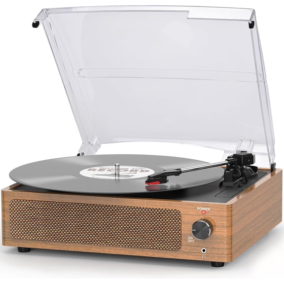 TT-531B Vinyl Record Player Built-in Stereo Speakers Bluetooth 3-Speed Belt-Drive Turntable 33/45/78 RPM 7/10/12 Inch RCA Output Gift for Music Lovers