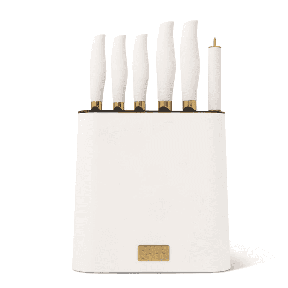 Thyme & Table 7-Piece Knife Block Set, Cream