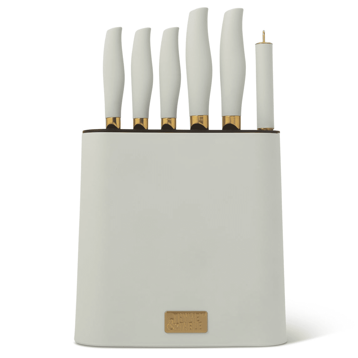Thyme & Table 7-Piece Knife Block Set, Mint Green