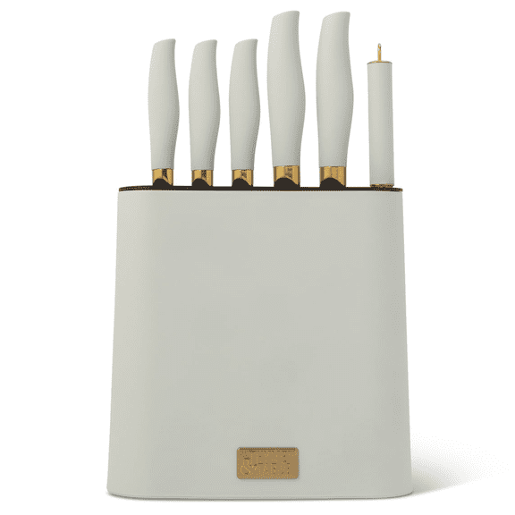 Thyme & Table 7-Piece Knife Block Set, Mint Green