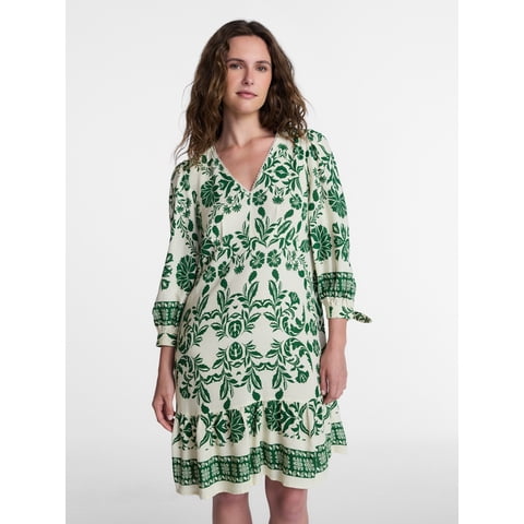 Women's Linen-Blend Border Print Mini Dress, Sizes XS-XXXL
