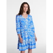 Women's A-Line Border Print Mini Dress, Sizes XS-XXXL