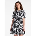 thumbnail image 1 of Time and Tru Women's Cotton Double Cloth Mini Dress with Drop Waist, Sizes XS-XXXL, 1 of 5