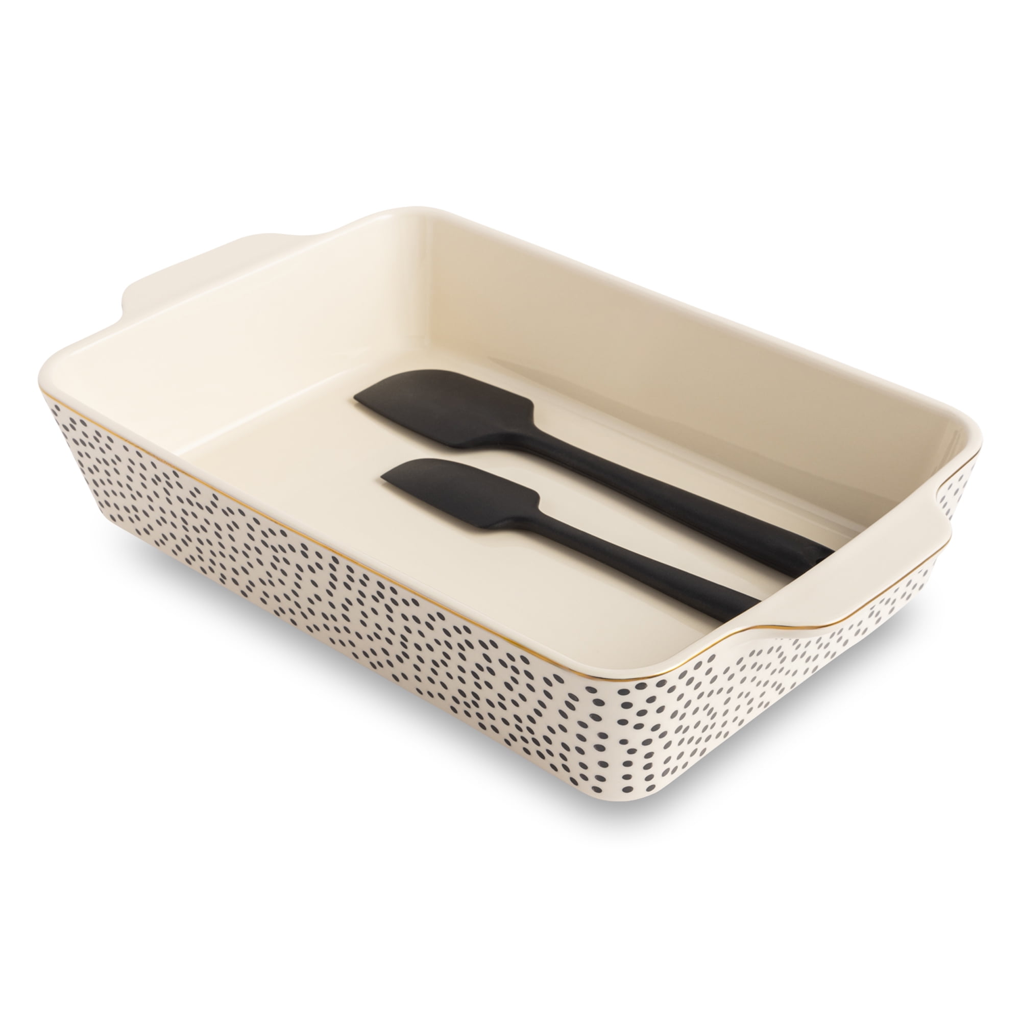 Thyme & Table Ceramic Baking Dish with Silicone Spatulas, Dot Pattern - Walmart.com