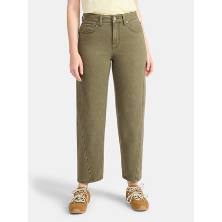 Time and Tru Women's High Rise Barrel Jeans, Sizes 0-20
