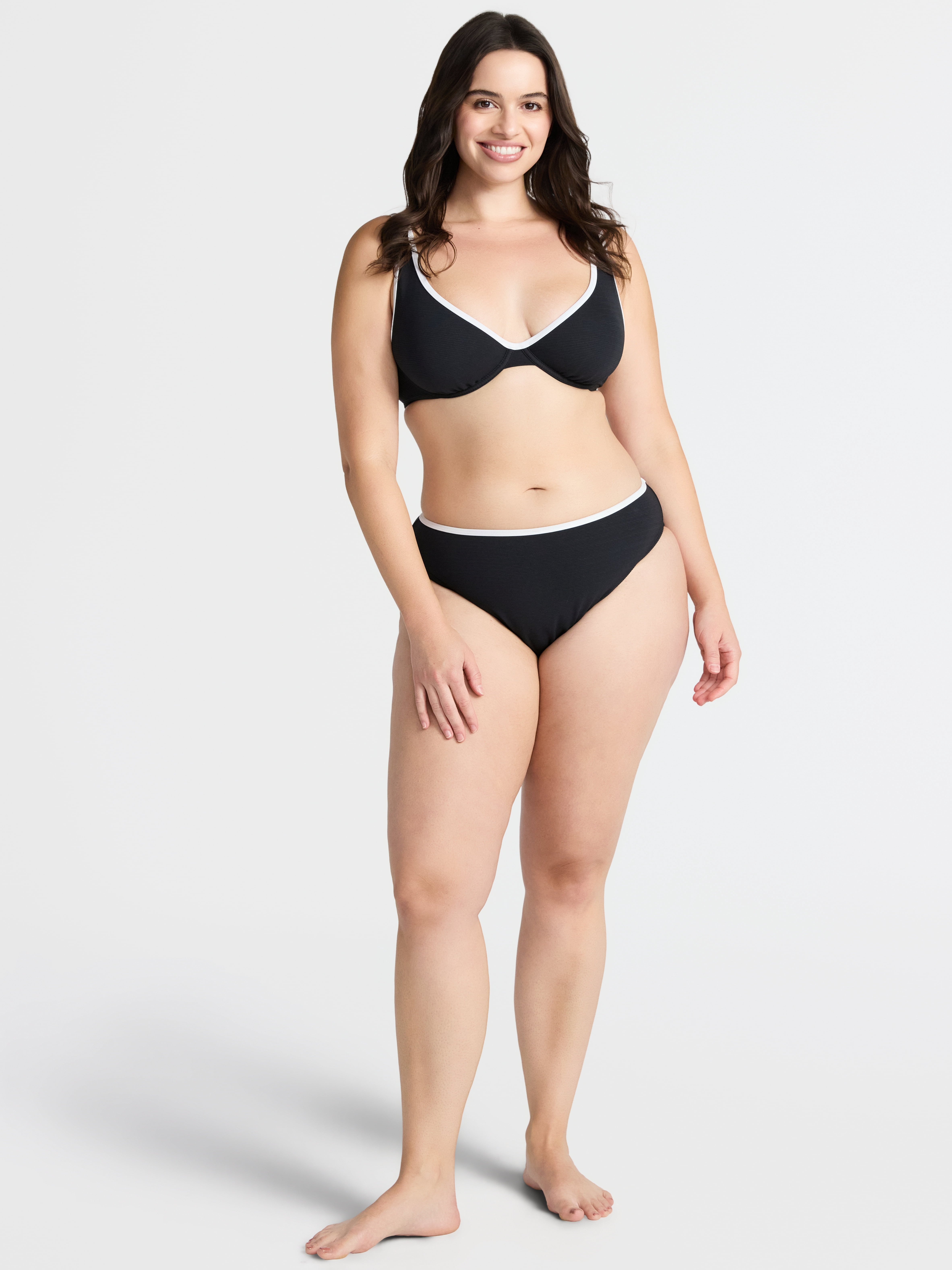 Time and Tru Women’s and Women’s Plus Ottoman Rib Bikini Bottoms, Sizes XS-3X