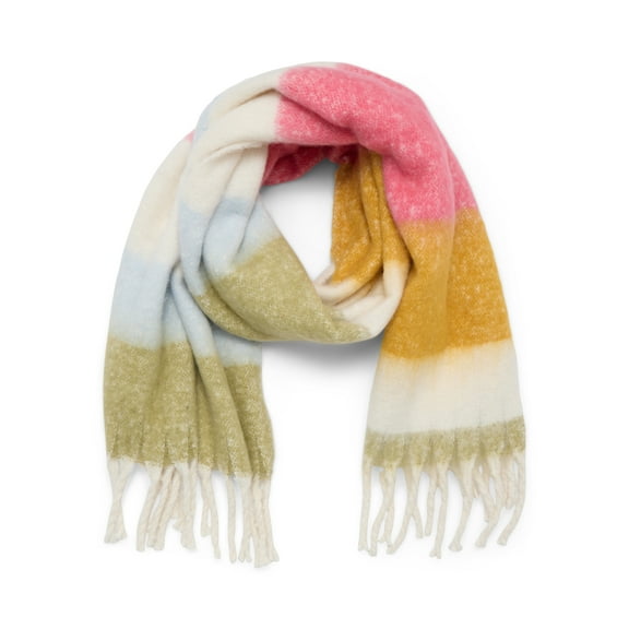 Time and Tru Women's Blanket Scarf, One Size, Yellow Pink Multi