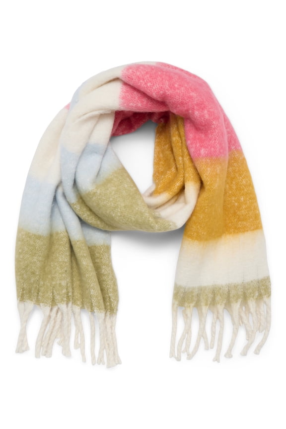 Women's Blanket Scarf, One Size, Yellow Pink Multi