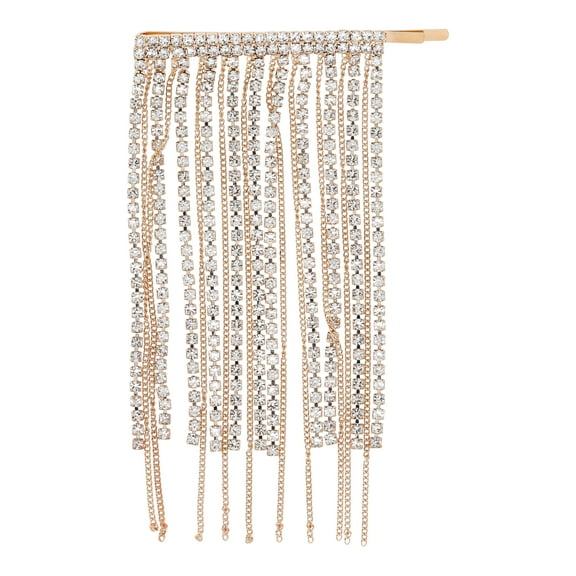 Time and Tru Women's Rhinestone Fringe Bobby Pin Hair Clip, Gold-Tone