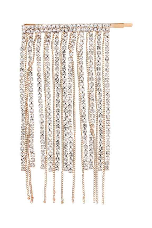 Women's Rhinestone Fringe Bobby Pin Hair Clip, Gold-Tone