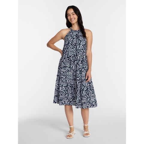 Women's Braided Neck Midi Dress, Sizes XS-XXXL
