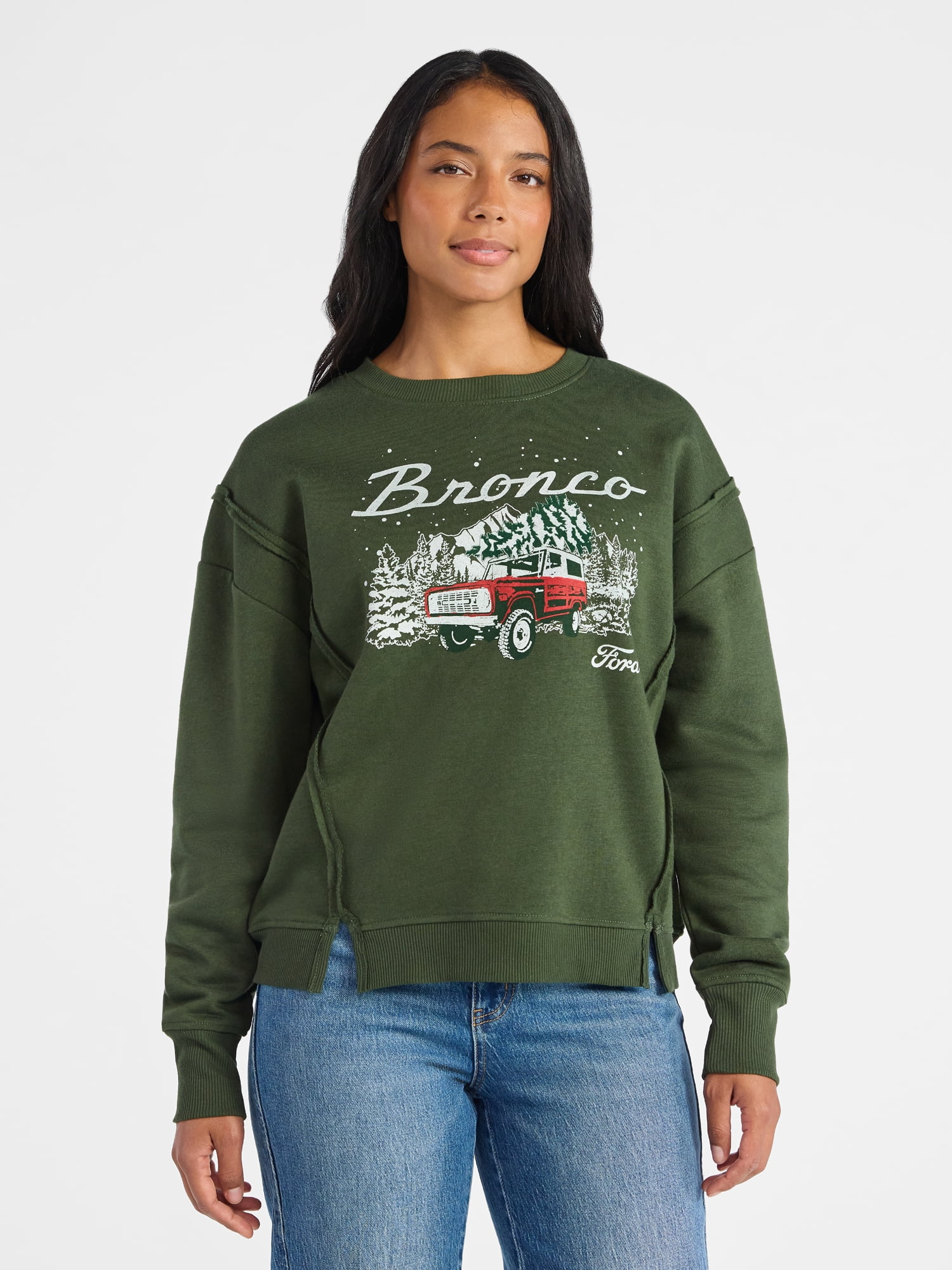 Time and Tru Women's Bronco Wonderland Graphic Sweatshirt with Long Sleeves, Sizes XS-XXXL