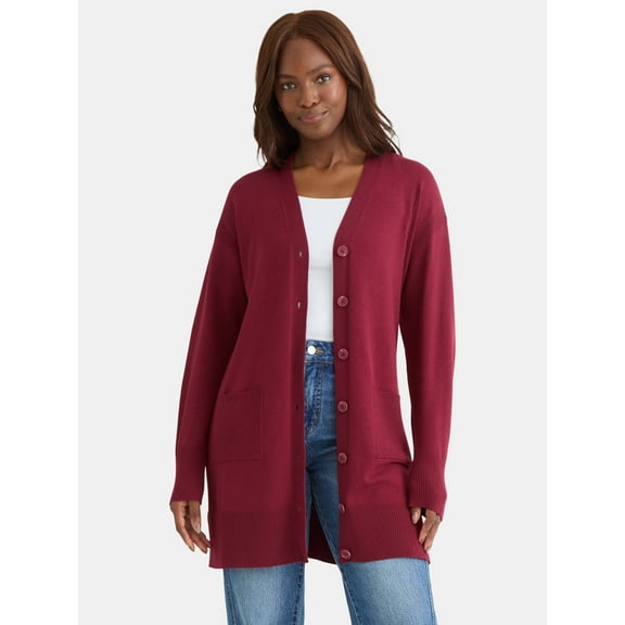 Time and Tru Women’s Longline Button Front Cardigan Sweater, Lightweight, Sizes XS-XXXL