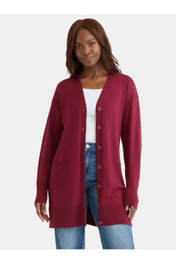 Women’s Longline Button Front Cardigan Sweater, Lightweight, Sizes XS-XXXL
