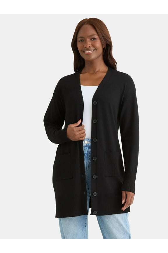 Women’s Longline Button Front Cardigan Sweater, Lightweight, Sizes XS-XXXL