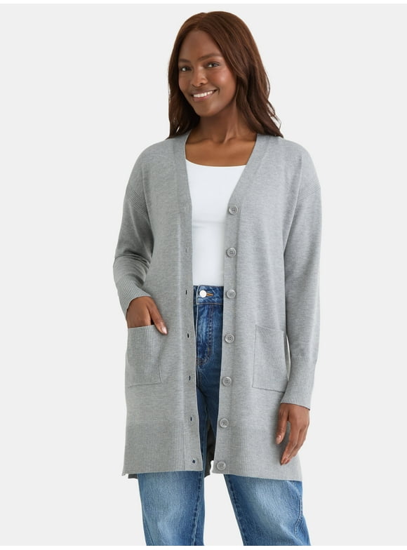 Women’s Longline Button Front Cardigan Sweater, Lightweight, Sizes XS-XXXL
