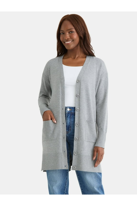 Women’s Longline Button Front Cardigan Sweater, Lightweight, Sizes XS-XXXL