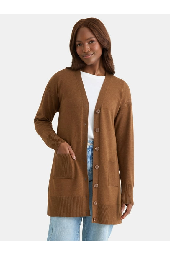 Women’s Longline Button Front Cardigan Sweater, Lightweight, Sizes XS-XXXL
