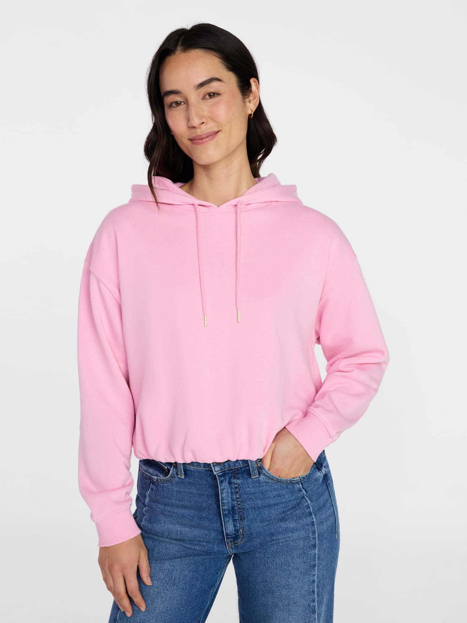 Time and Tru Women's Bubble Hem Pullover Hoodie, Size XS-XXXL