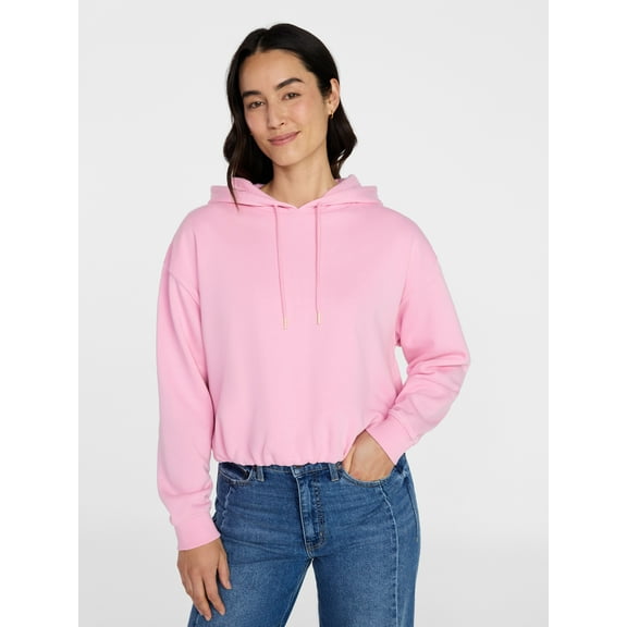 Time and Tru Women's Bubble Hem Pullover Hoodie, Size XS-XXXL