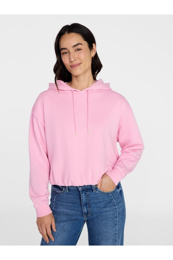 Women's Bubble Hem Pullover Hoodie, Size XS-XXXL