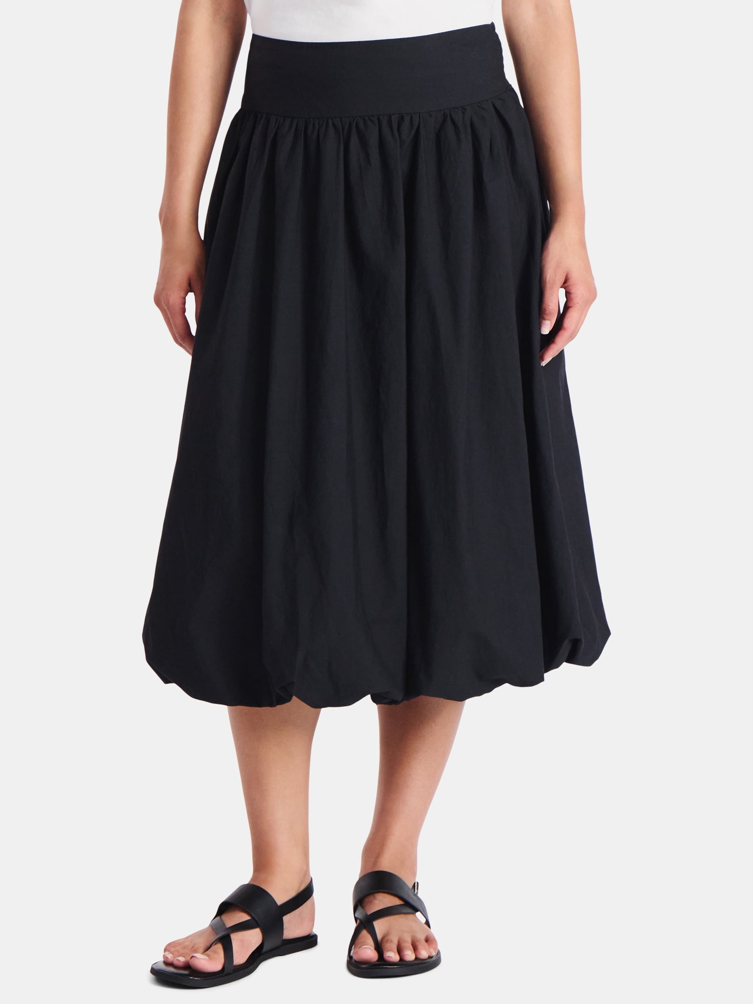 Time and Tru Women's Bubble Hem Midi Skirt, Sizes XS-XXXL