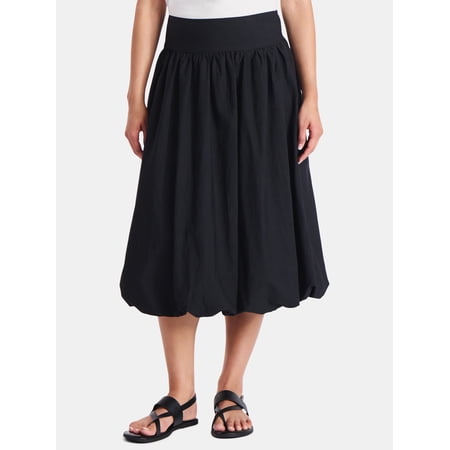 Time and Tru Women's Bubble Hem Midi Skirt, Sizes XS-XXXL