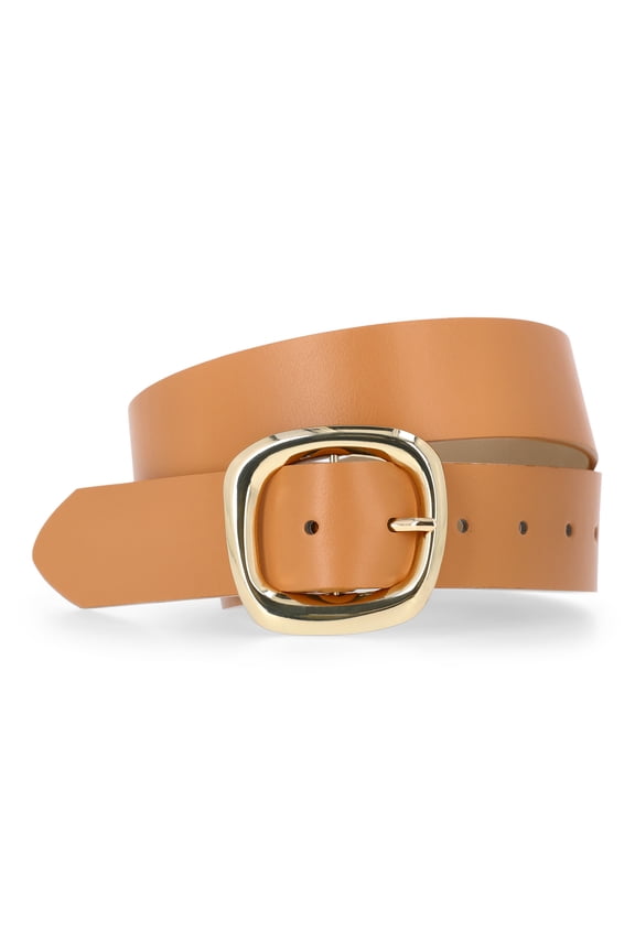 Women's Buckle Belt, L, Tan