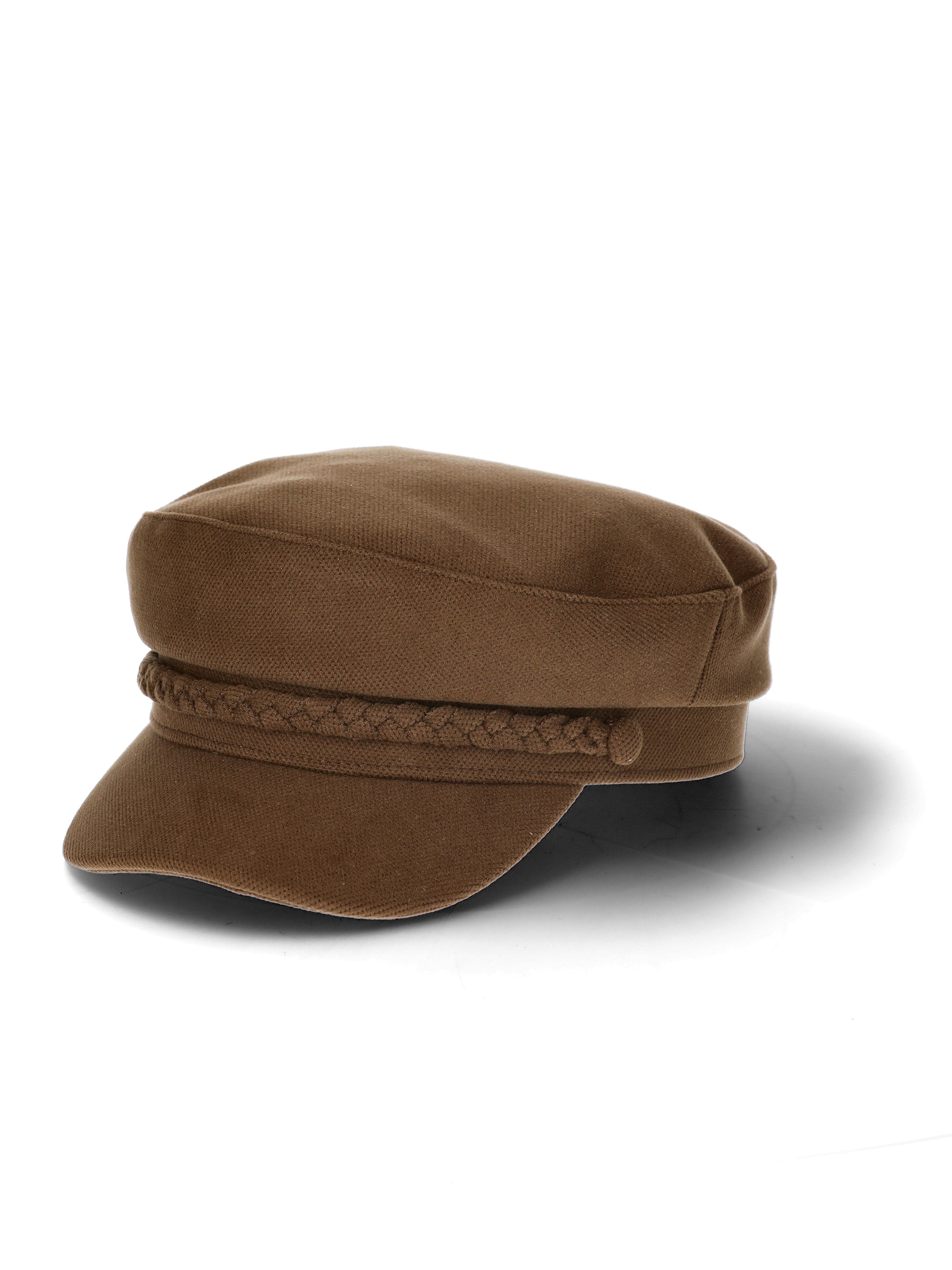 Time and Tru Women's Cabbie Hat with Braided Trim, Brown